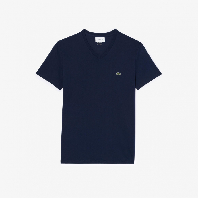 T-shirt col V en jersey de coton pima uni